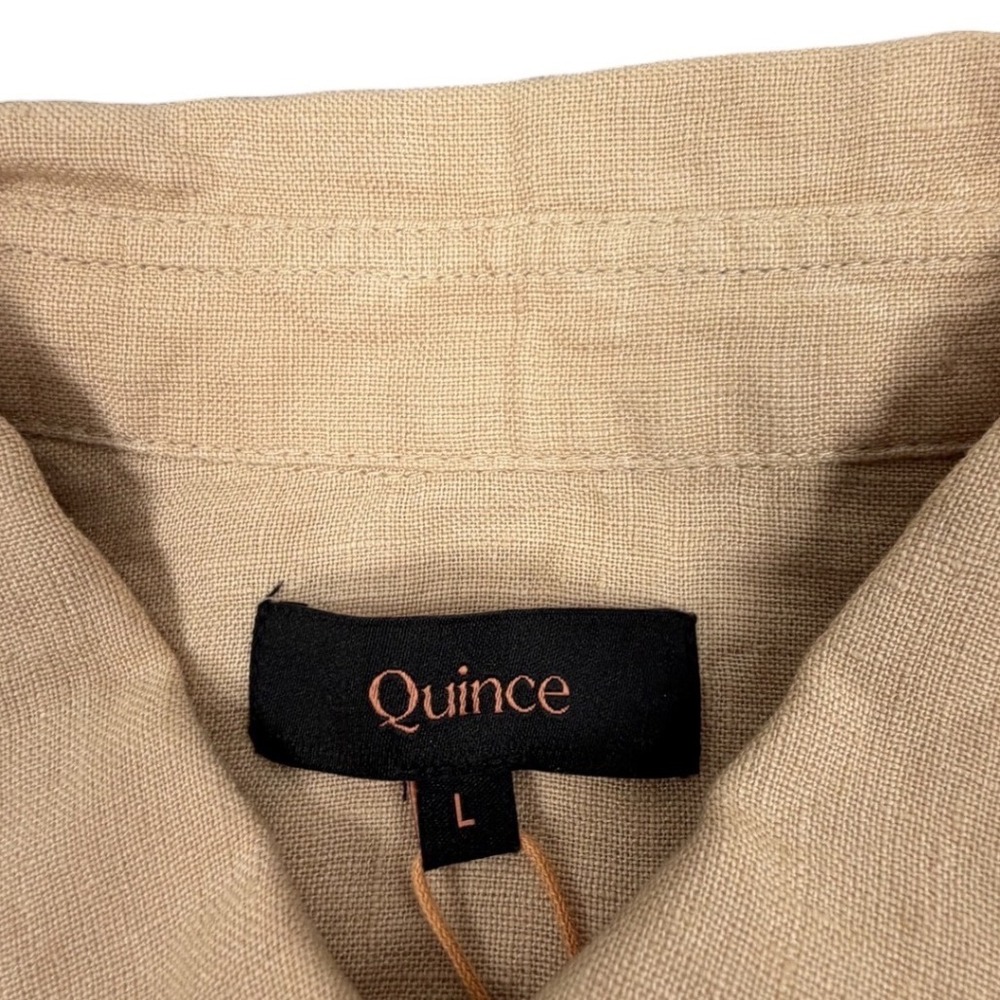 Quince Mens Short Sleeve Shirt 100% European Linen Relaxed Driftwood Large NWT - Picture 4 of 6